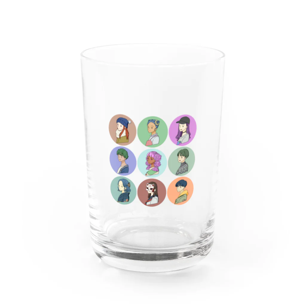 Teen's shopのTeen's collection キャラ9人 丸デザイン Water Glass :front