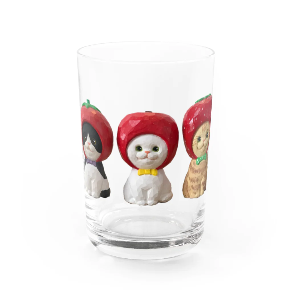 marumaruちゃん工房の木彫りの猫たち🍅🍎🍓 Water Glass :front