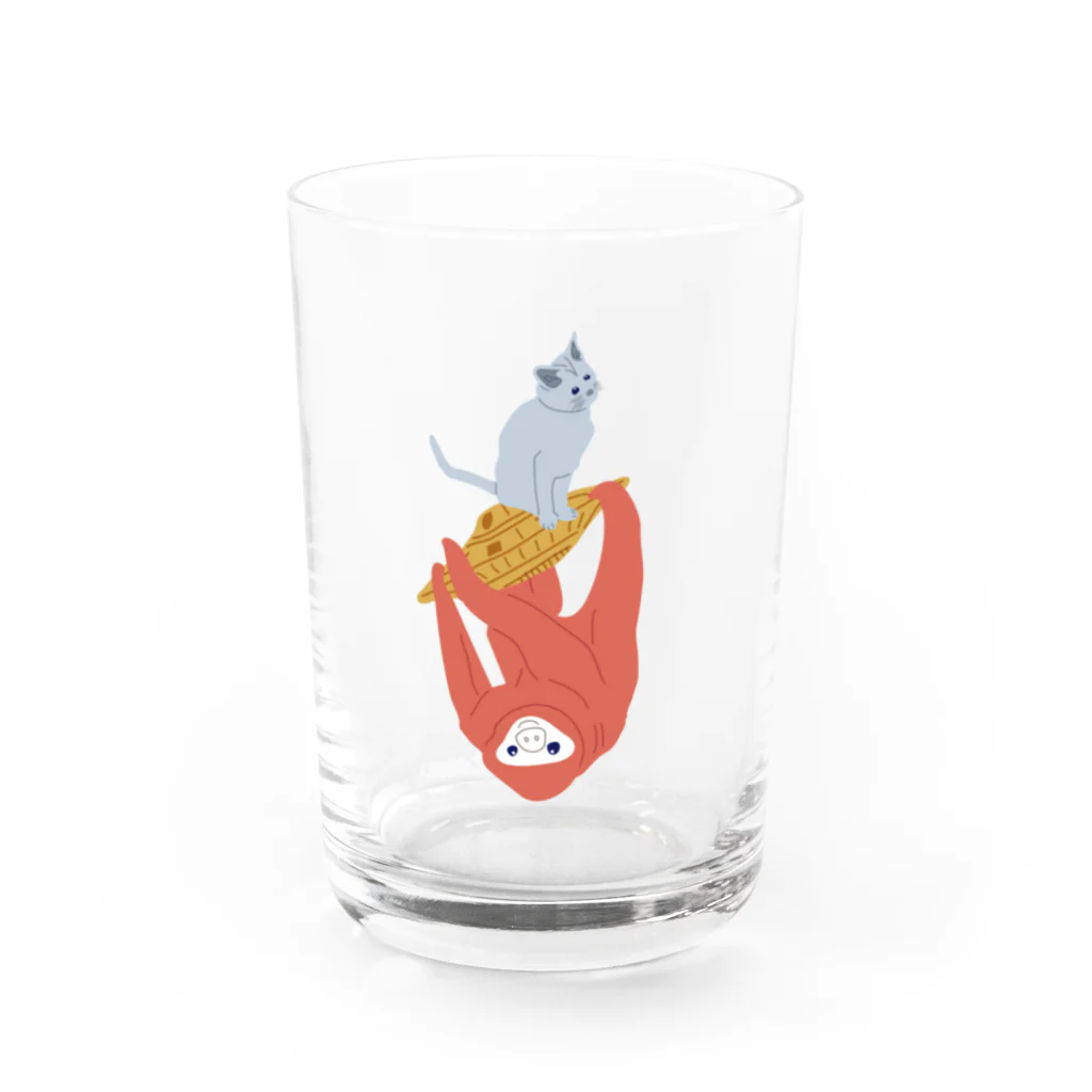 ロゴスの猫&ナマケモノ⇒UFO捕獲編 Water Glass :front