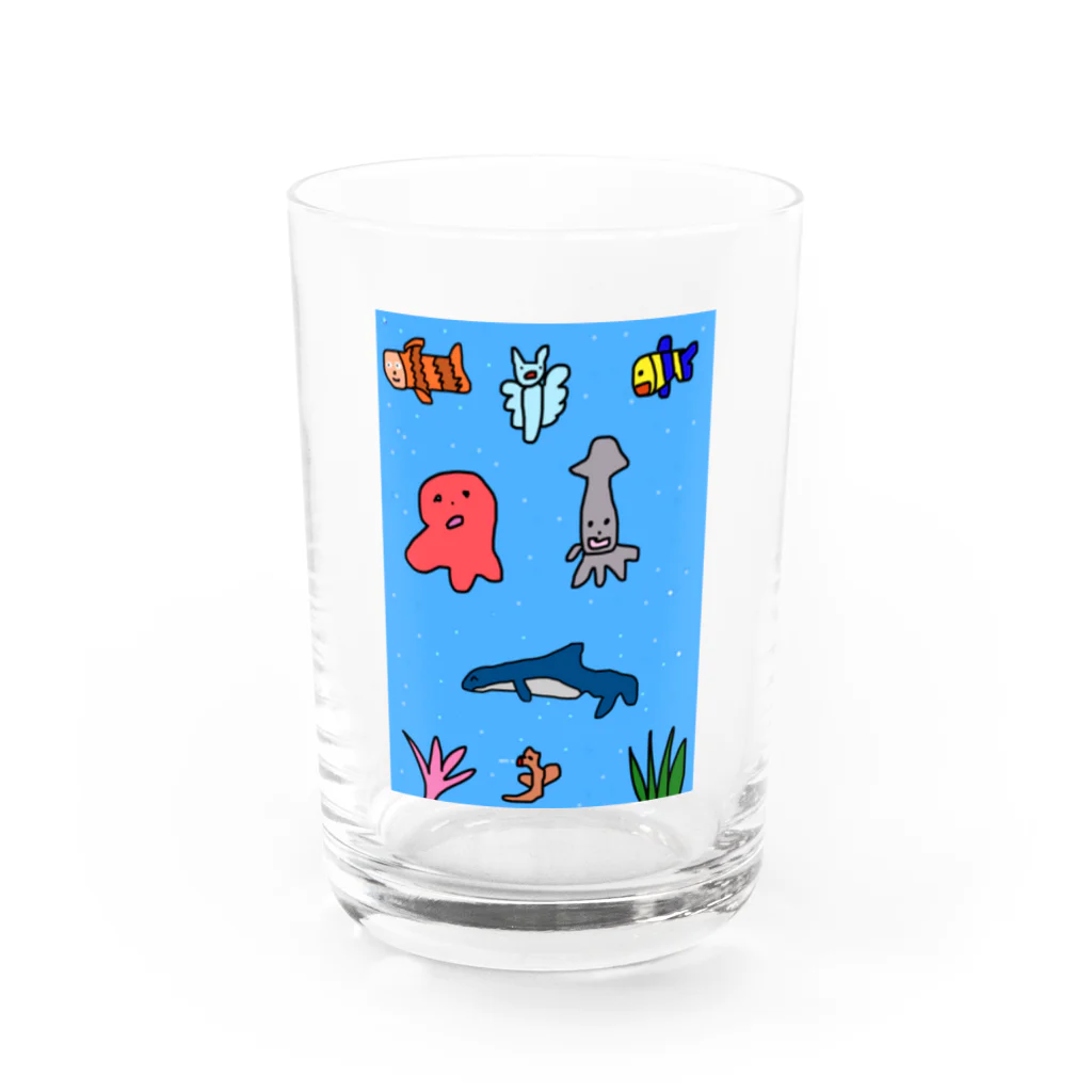 絵が下手な人。の海産物フェア Water Glass :front