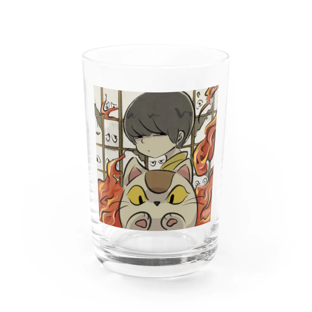 藤原スズ屋の目目連とすねこすり Water Glass :front