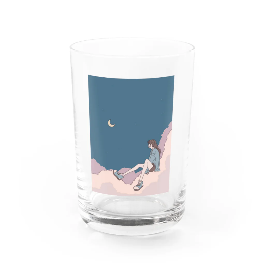 おまつりの月に夢見る女の子 Water Glass :front