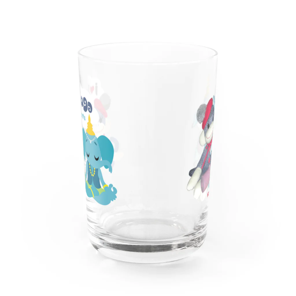 FOXY COLORSのソックモンキー＆ガネゾー I LOVE YOGA Water Glass :front