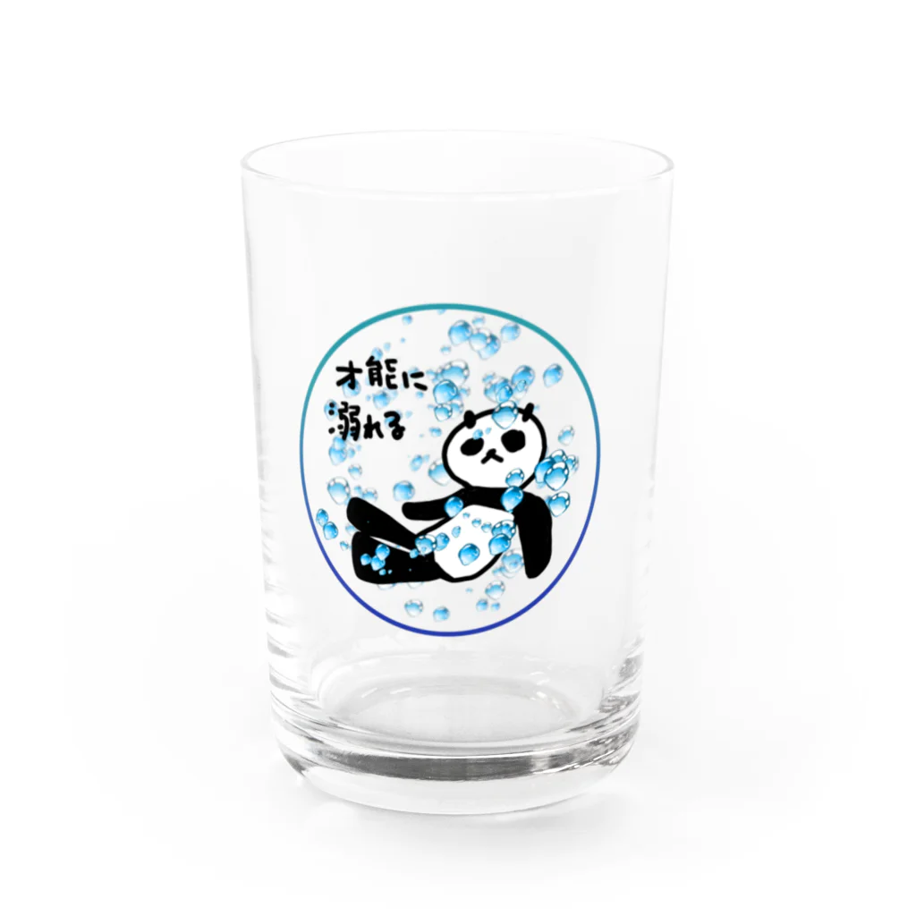 threegreenの【悟りパンダ】溺れちゃった Water Glass :front