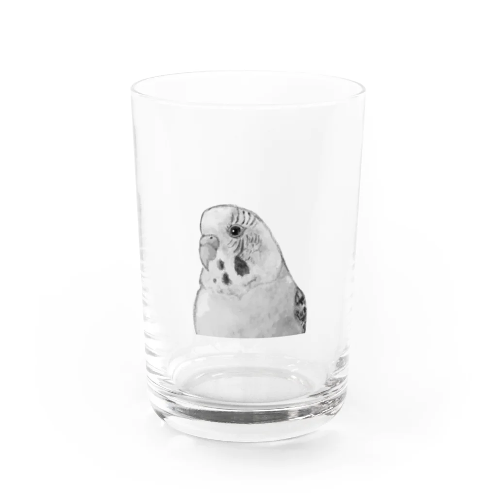 pinorattaのセキセイインコ　白黒ver Water Glass :front