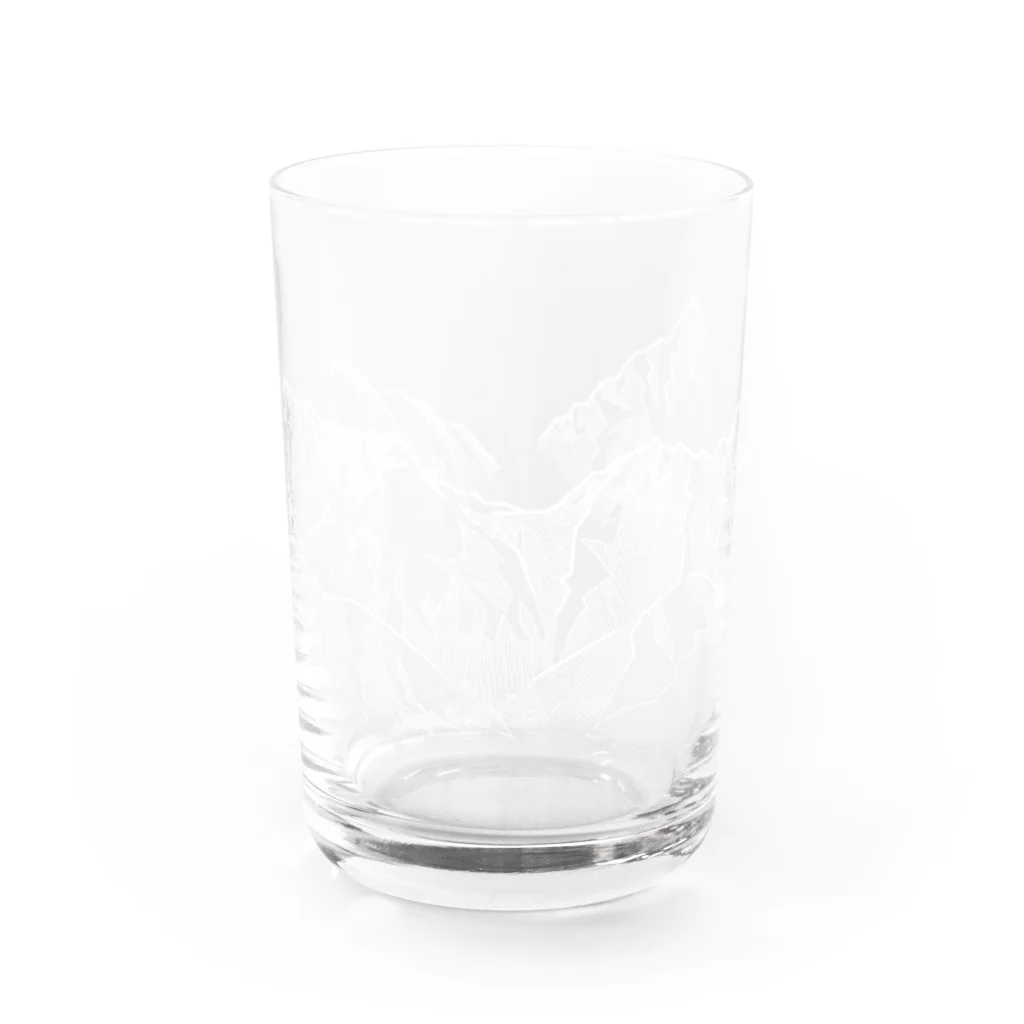 まつのき商店の槍穂高連峰　白ペン Water Glass :front