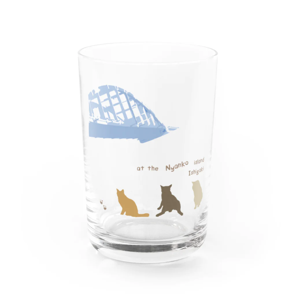 ハロー! オキナワのにゃんこ島　石垣島 Water Glass :front