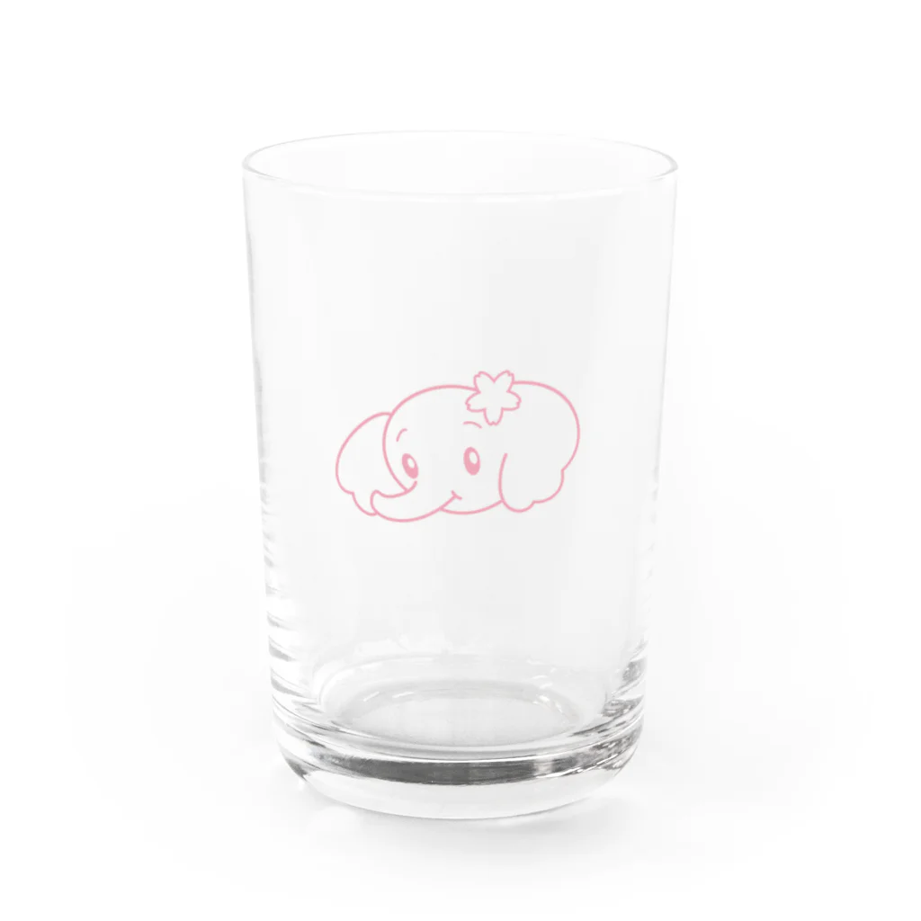 そぼろのスプリングぱおみん　顔　ピンク Water Glass :front