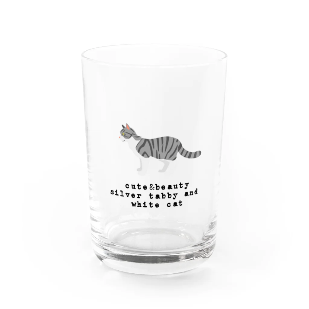 orange_honeyの猫1-10 サバ白猫 Water Glass :front