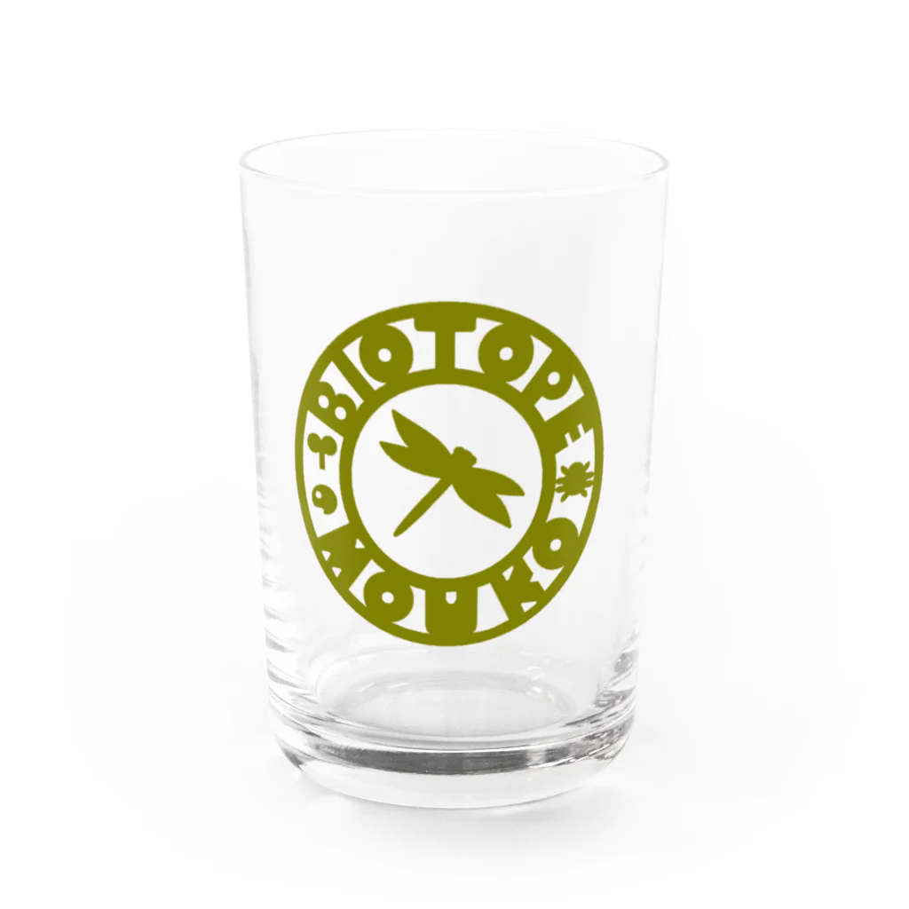 くーちゃんのビオトープ孟子（ロゴ）ひき茶 Water Glass :front