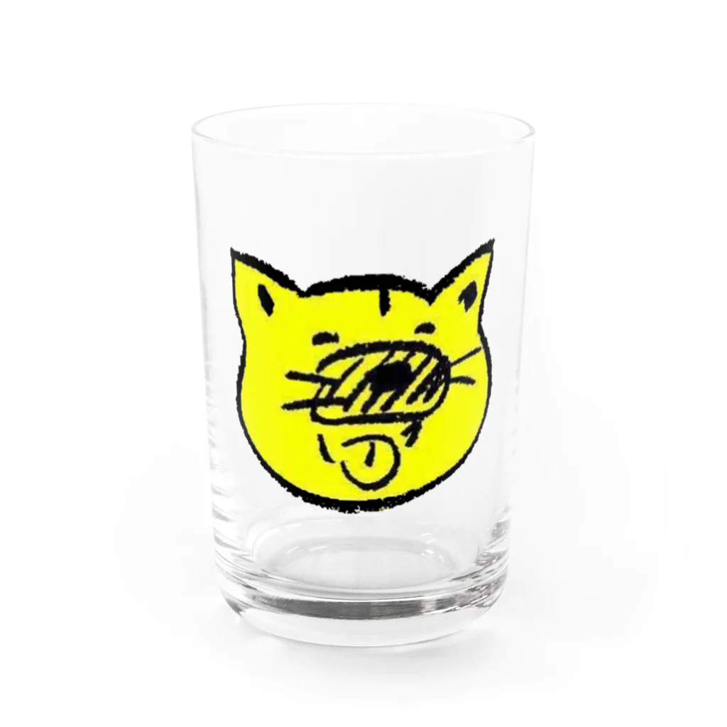 天狗キャットのごんむく(yellow) Water Glass :front