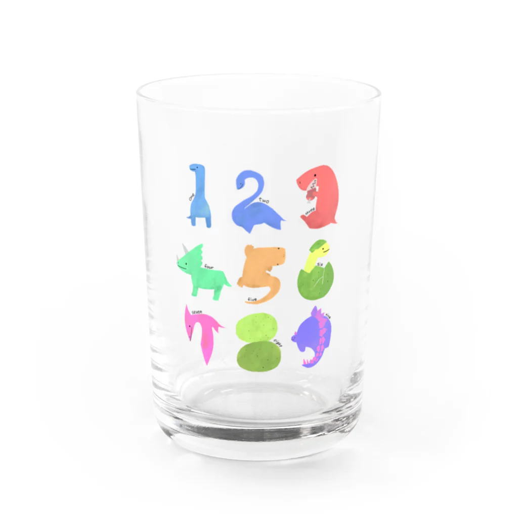 DinogaSuki -恐竜のこども服-の数字の恐竜たち Water Glass :front