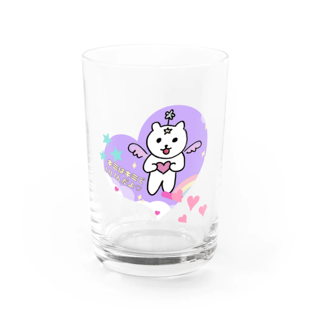 ココロの修理屋さん🔧の虹くま🌈ハート Water Glass :front