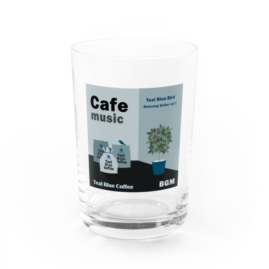 Teal Blue CoffeeのCafe music - Teal Blue Bird - Water Glass :front