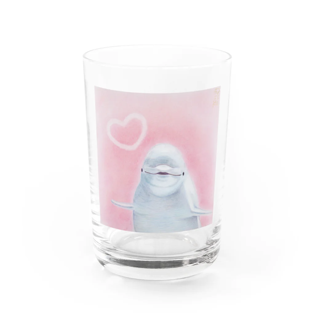 仁音-ninon-絵言葉のベルーガのラブちゃん Water Glass :front