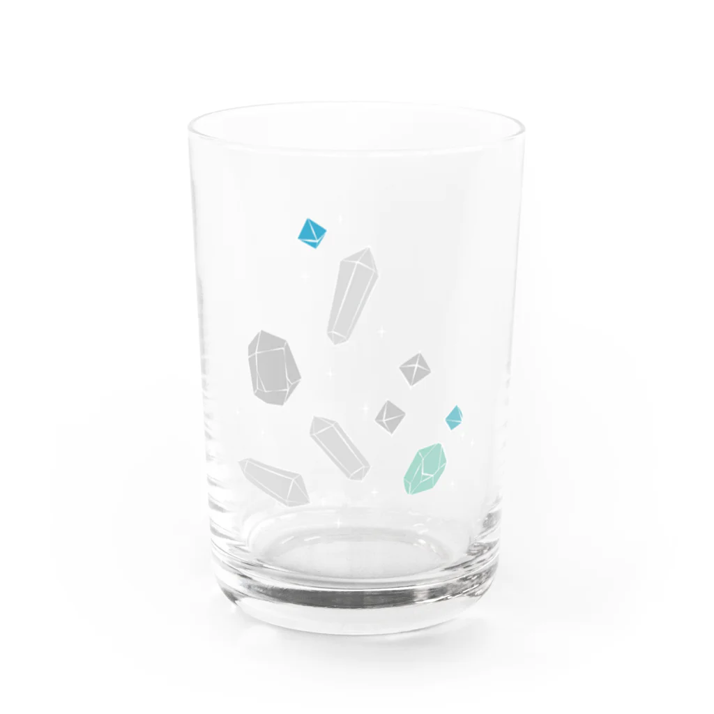 しまめの青い石（白フチ） Water Glass :front