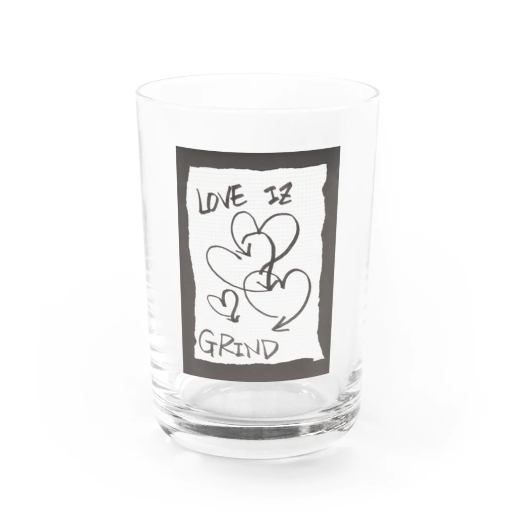 LUNARHOLIC STOREの偽諺～壱～「ラヴイズグラインド」(黒縁) Water Glass :front