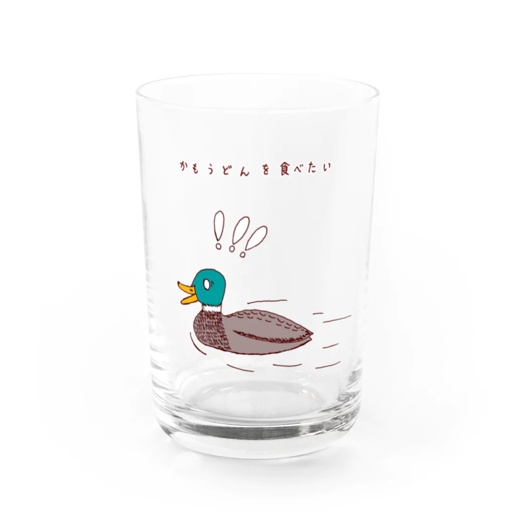 NIKORASU GOのユーモアデザイン「鴨うどんを食べたい」 Water Glass :front
