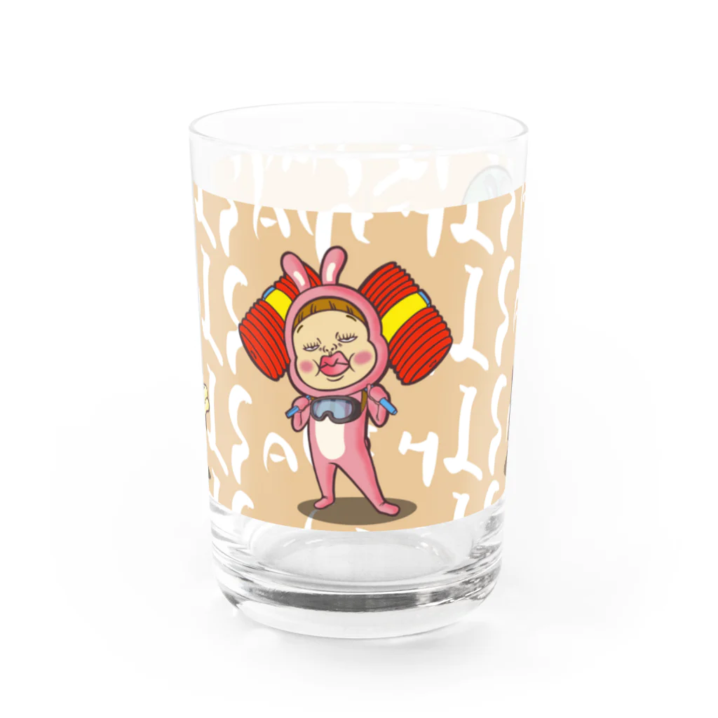 Siderunの館 B2のコップ類だよ！さげみちゃん(背景オレンジ) Water Glass :front