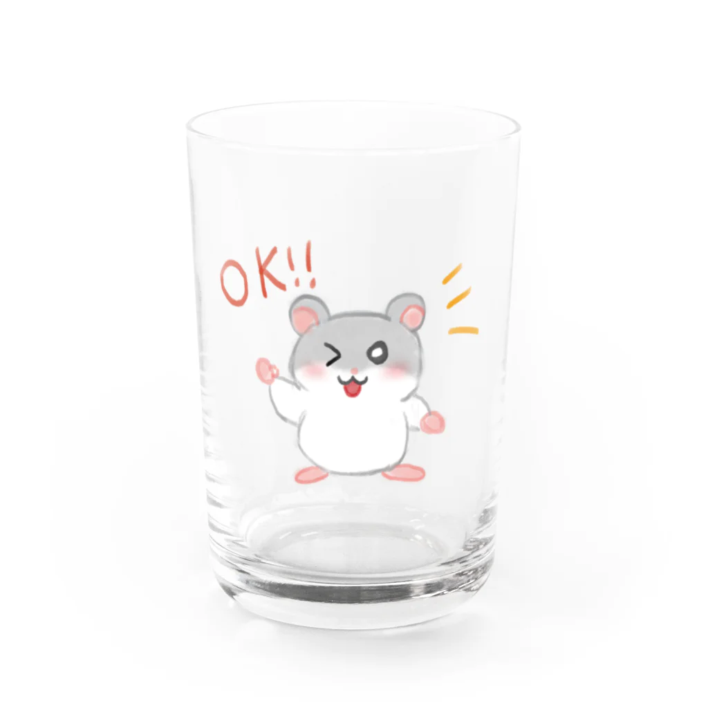 EDGEのスズリのジャンガリアンハムスター　OKサイン Water Glass :front