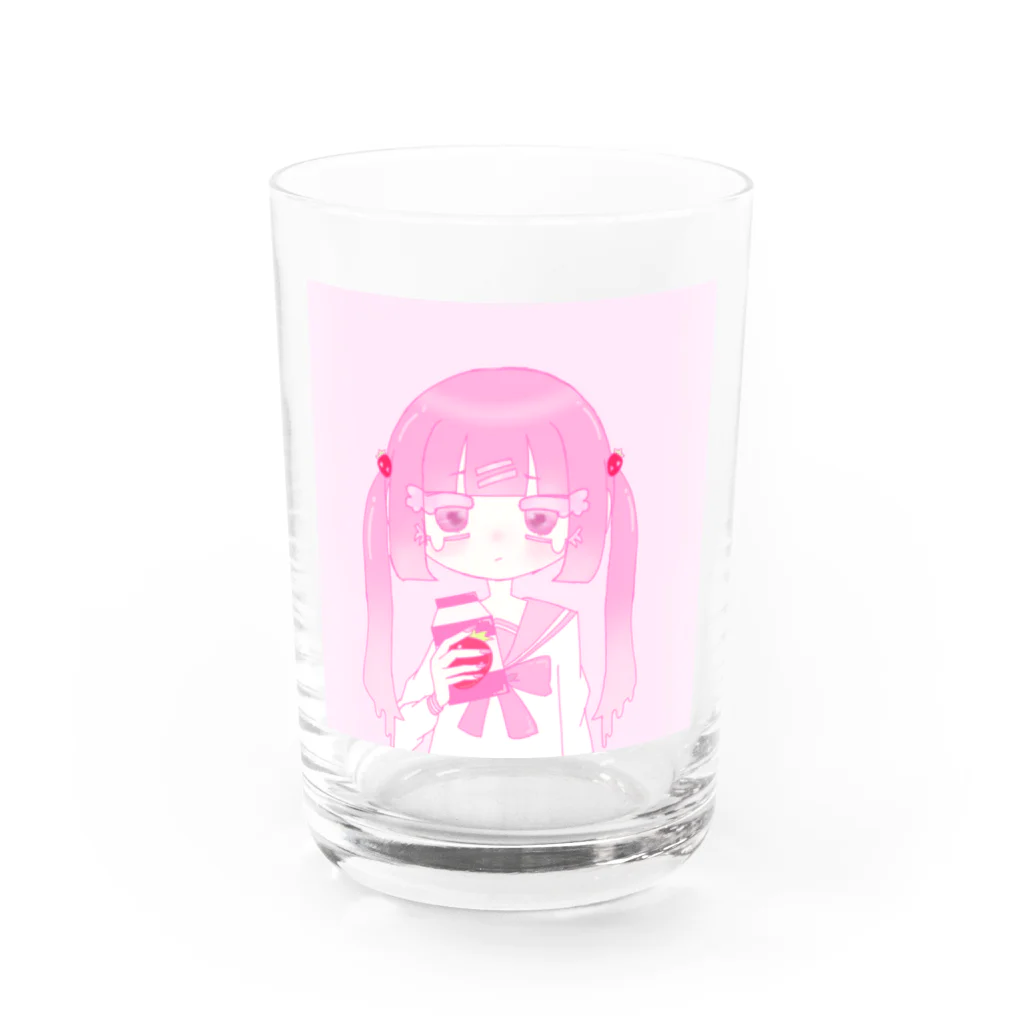 はちみつとくまのいちごみるく Water Glass :front