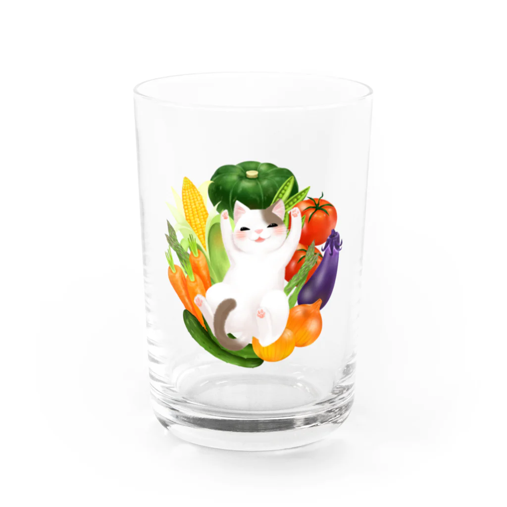 ネコのひたいのニャンコと美味しい時間シリーズ「美味しく食べにゃさい！」 グラス前面