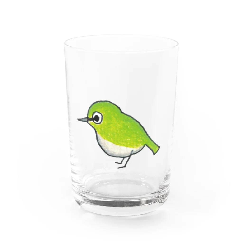 森図鑑の[森図鑑] ぽつんとメジロ Water Glass :front