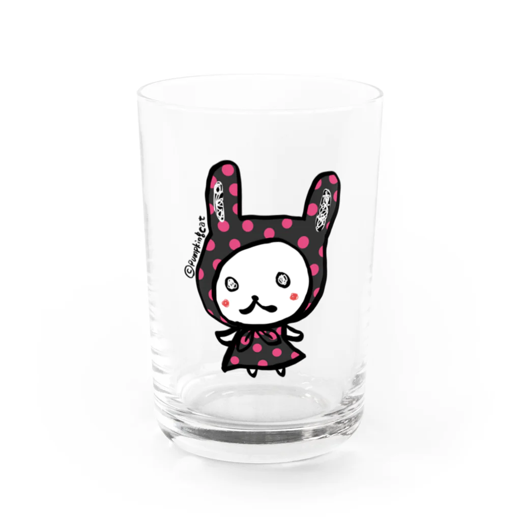 ☆pumpking cat☆のドットほっかむり_usugi Water Glass :front