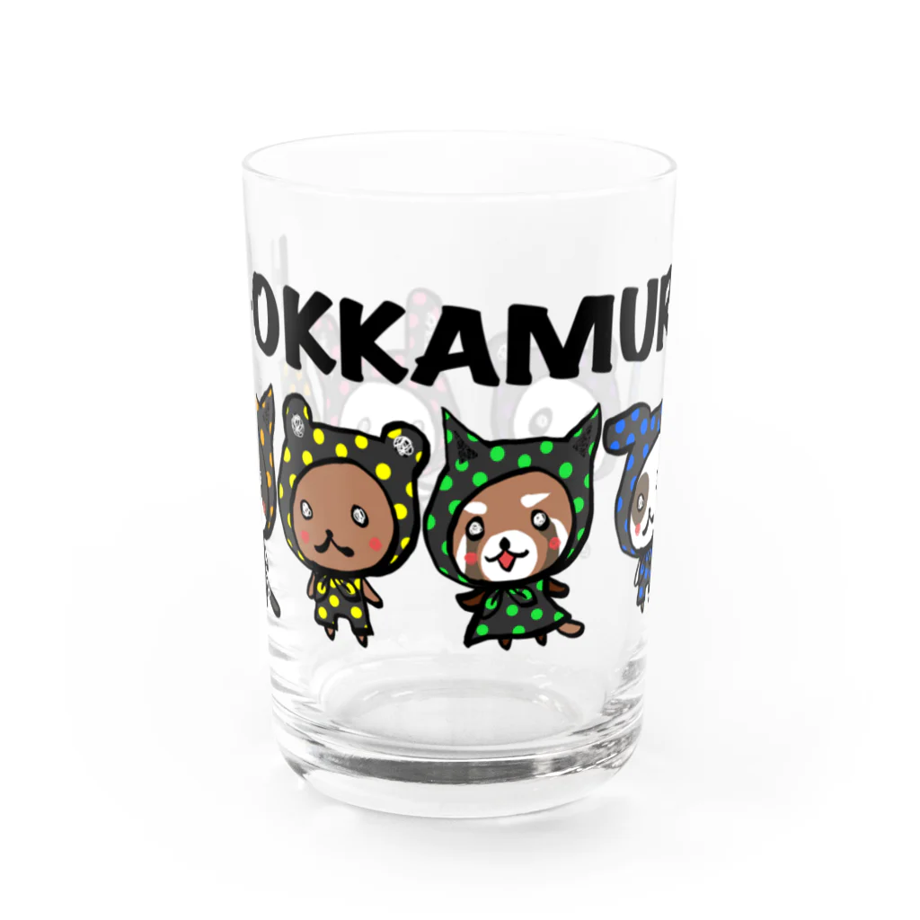 ☆pumpking cat☆のドットほっかむり_集合！ Water Glass :front