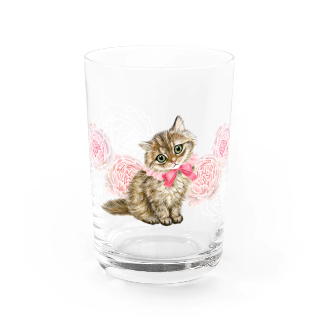 Ａｔｅｌｉｅｒ　Ｈｅｕｒｅｕｘの薔薇とチンチラゴールデン Water Glass :front