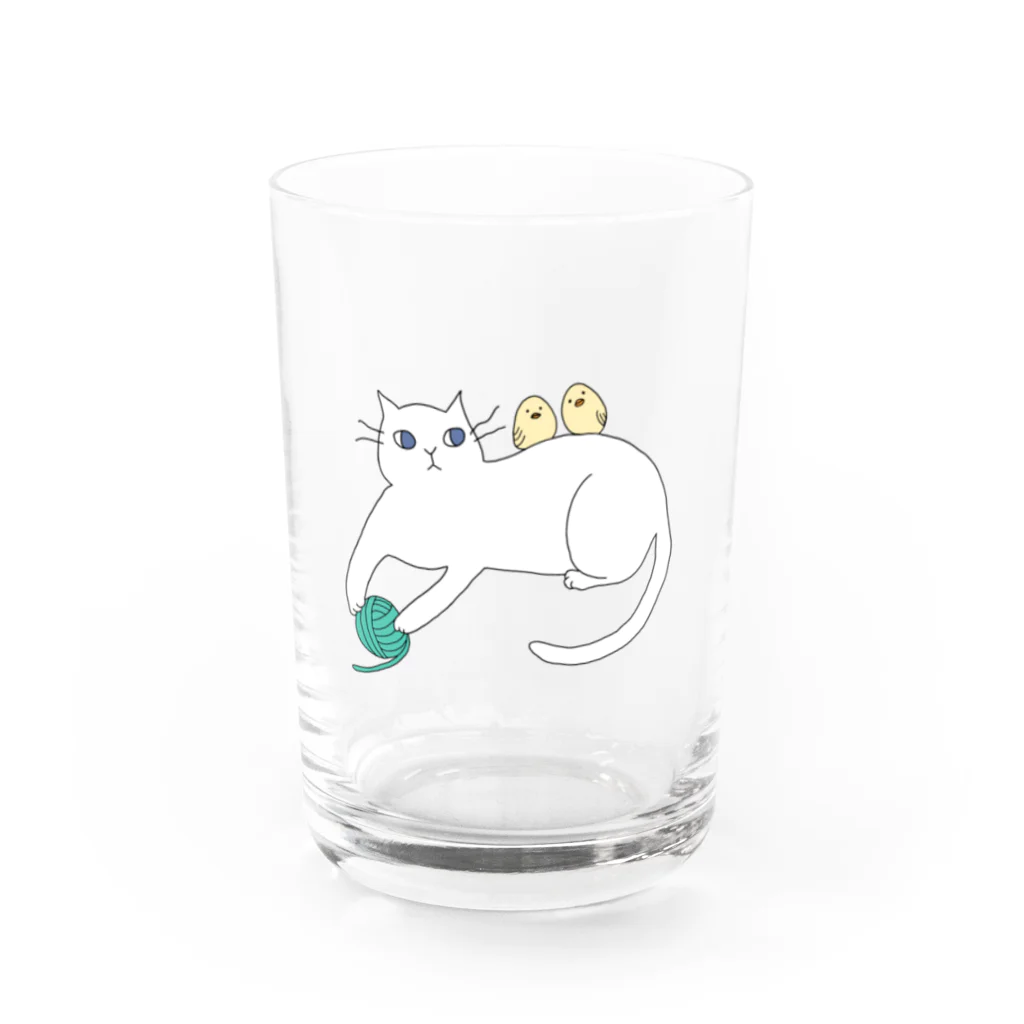 inocoの猫と小鳥 Water Glass :front