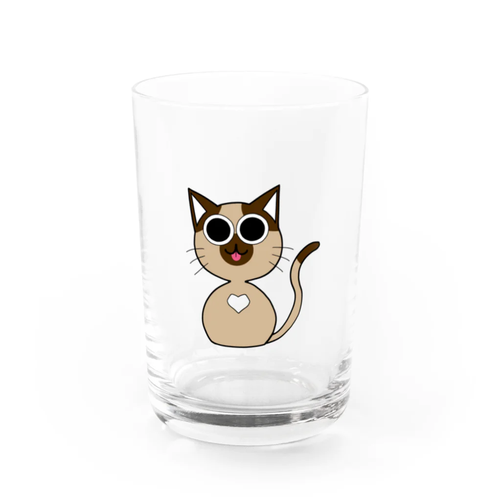 茈紀-Siki-(3/22活動開始.活動中)の『猫から愛を猫へラブを』ポインテッド(シャム)ペロリ Water Glass :front