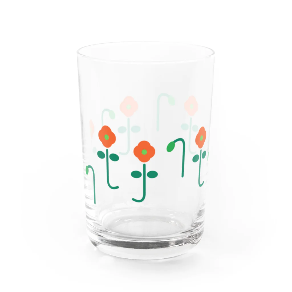 くすのき もんのレトロなヒナゲシ Water Glass :front