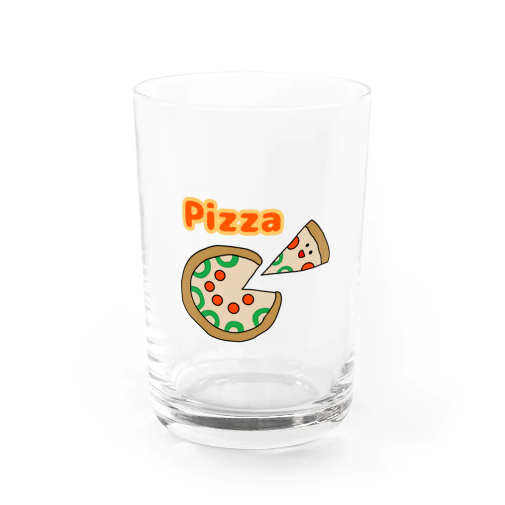 mocha_jasmine_shopの美味しいピザが食べたいな Water Glass :front
