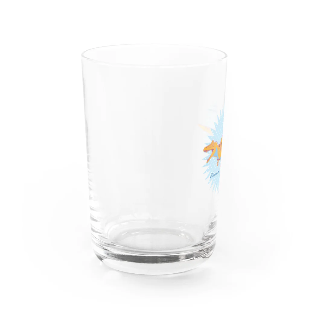 fumimicreativeのアロサウルス　80年代風レトロポップな恐竜 Water Glass :left