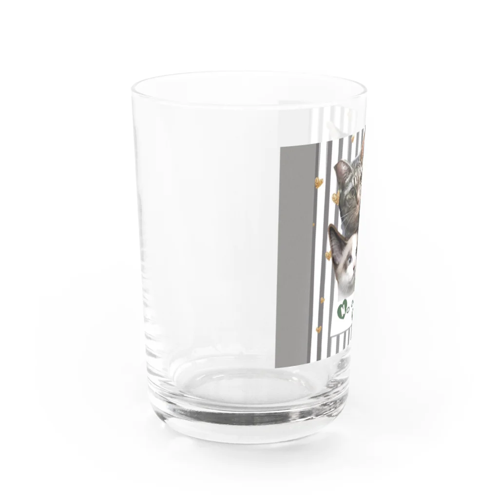 白とライムのストライプチビタンク Water Glass :left