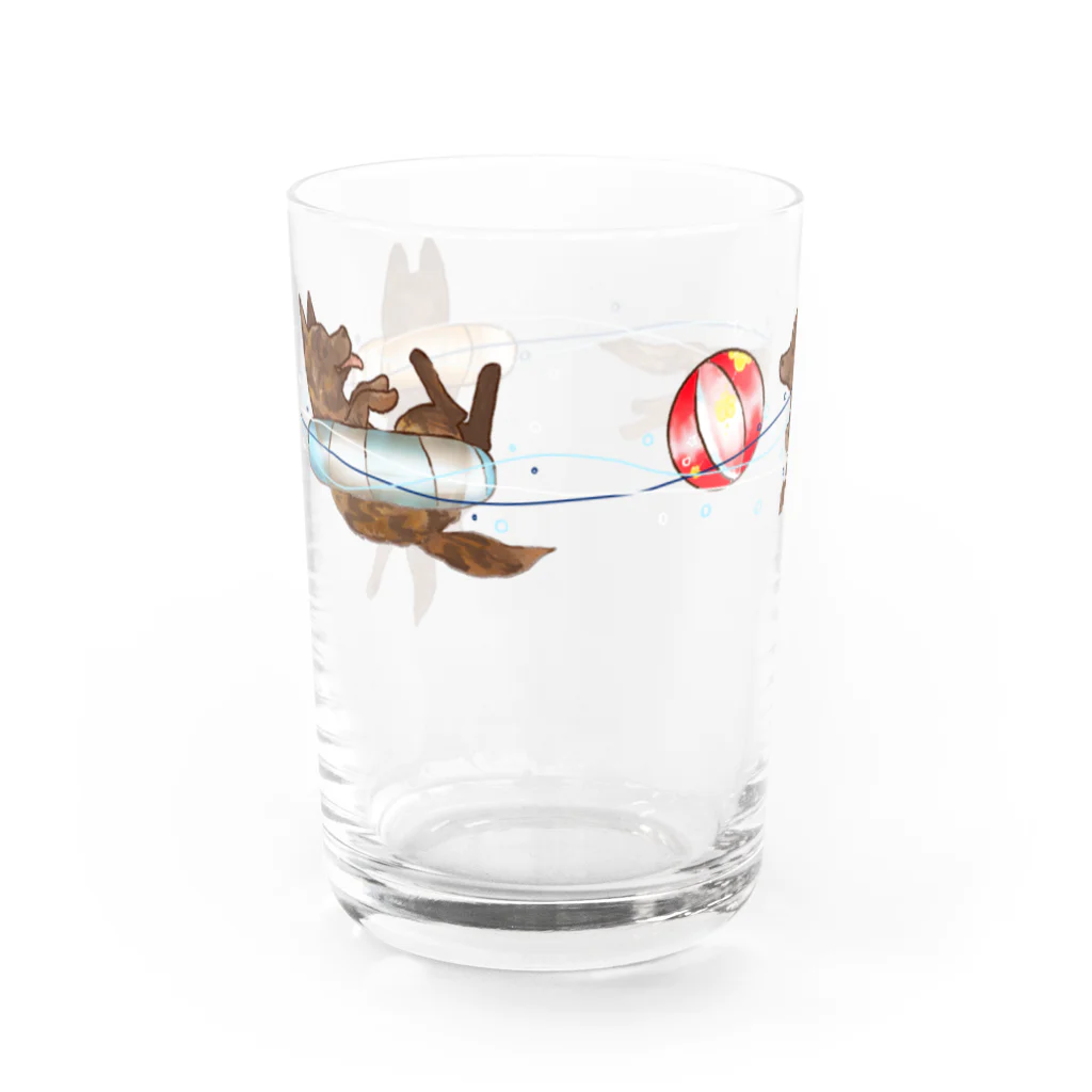 くろげちゃまじりのグラスで泳ぐ甲斐犬 Water Glass :left