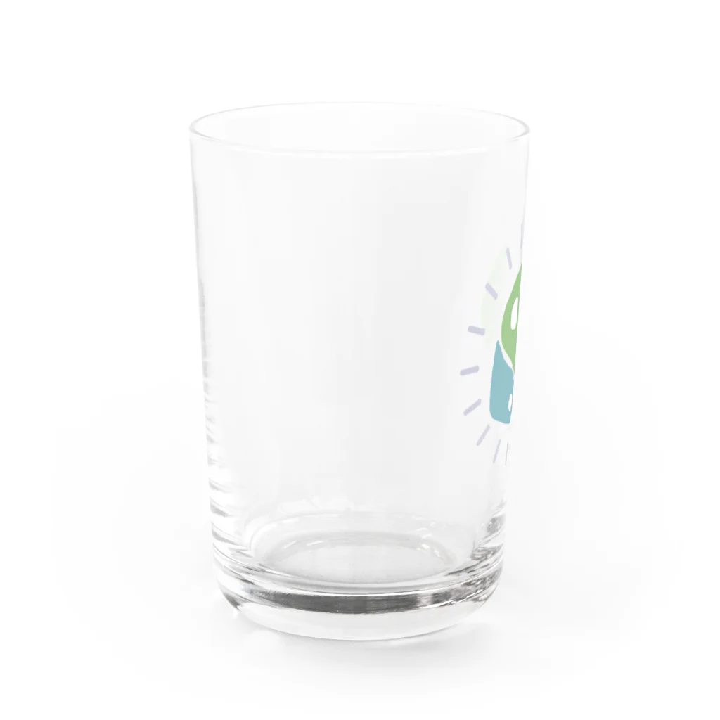 ジビエ屋のゆるマガタマ（水色×黄緑） Water Glass :left