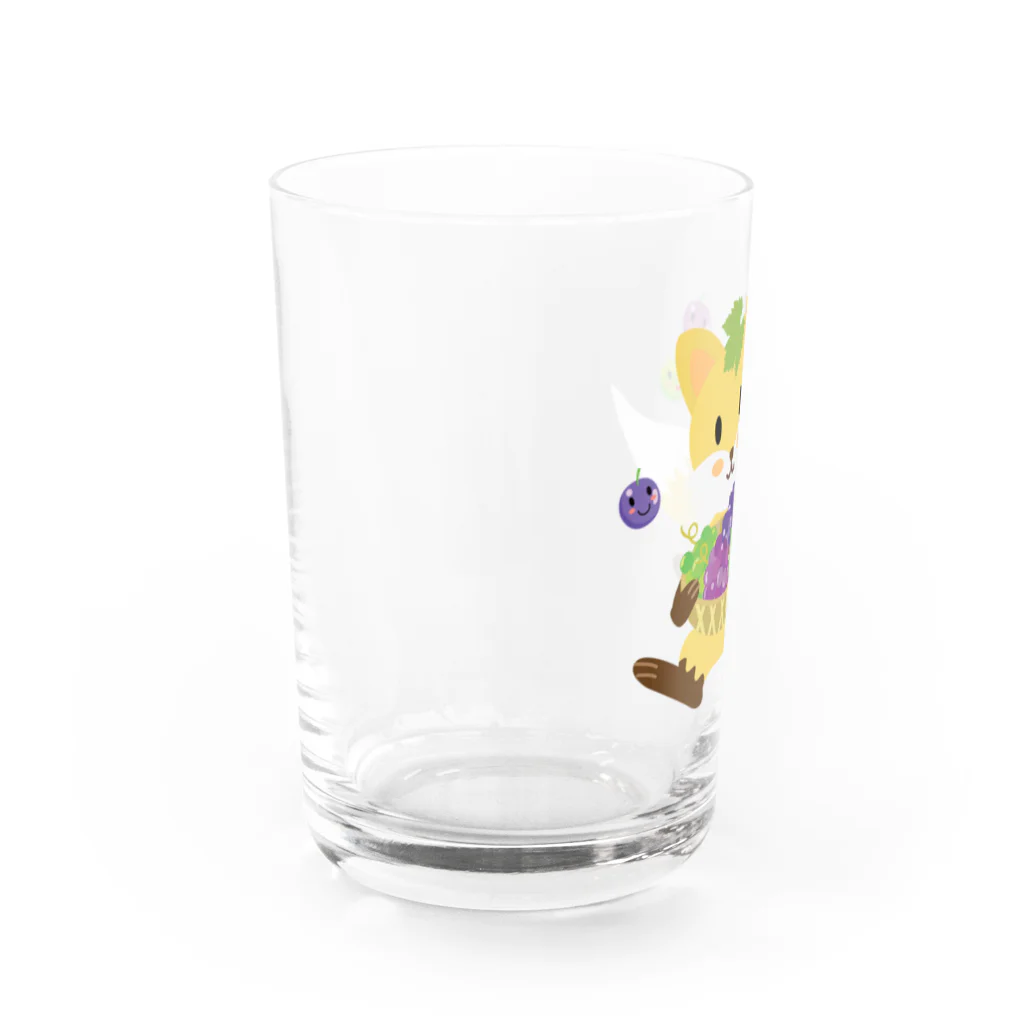 ばんぶーむーんのお店😺のかわいいキツネとブドウ Water Glass :left