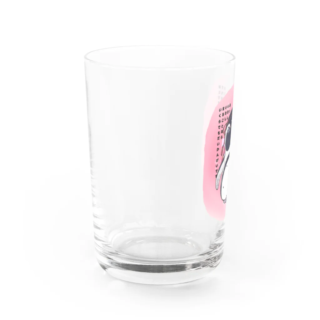 ヤママユ(ヤママユ・ペンギイナ)のおにケープちゃん(ピンクのまる) Water Glass :left