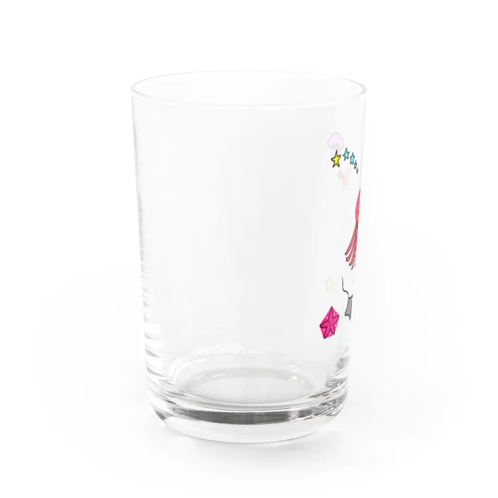 386のポップなタコ（クリア） Water Glass :left