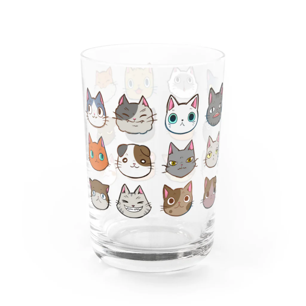 RIN-SHOPの猫々の顔をそろえて2 Water Glass :left
