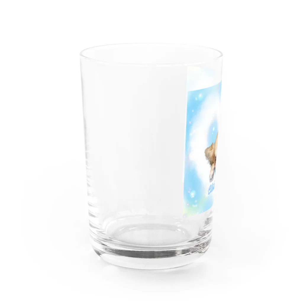 ガゥガゥちゃんの雲ハートとチワワ Water Glass :left