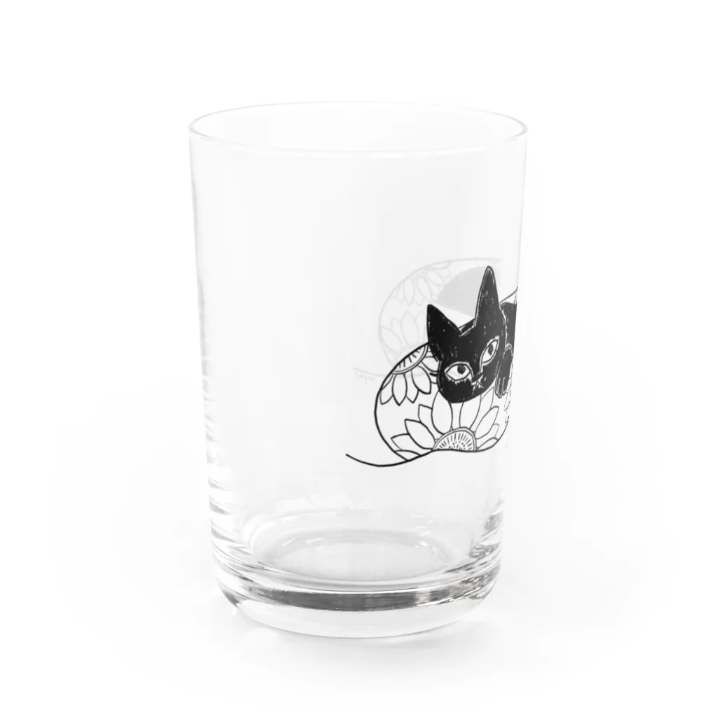 黒猫メディア / nya3（にゃにゃにゃ）の浮き輪と黒猫さん Water Glass :left