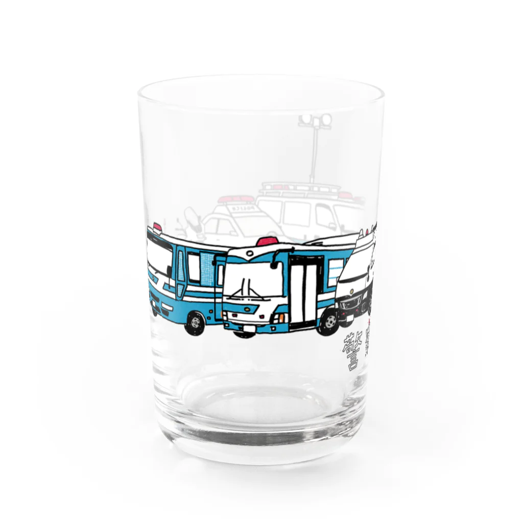 母アパレルの警察車両並べました Water Glass :left