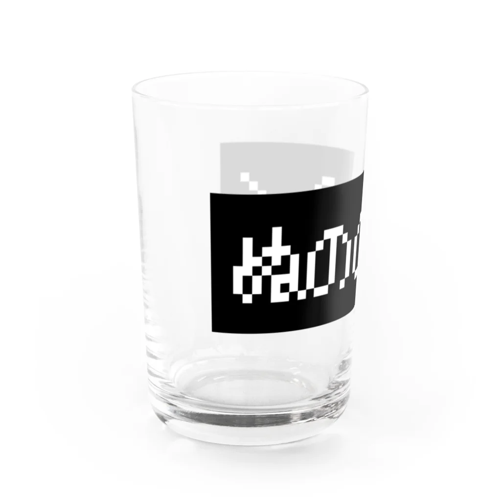 レトロゲーム・ファミコン文字Tシャツ-レトロゴ-のぬののふく 黒ボックスロゴ Water Glass :left