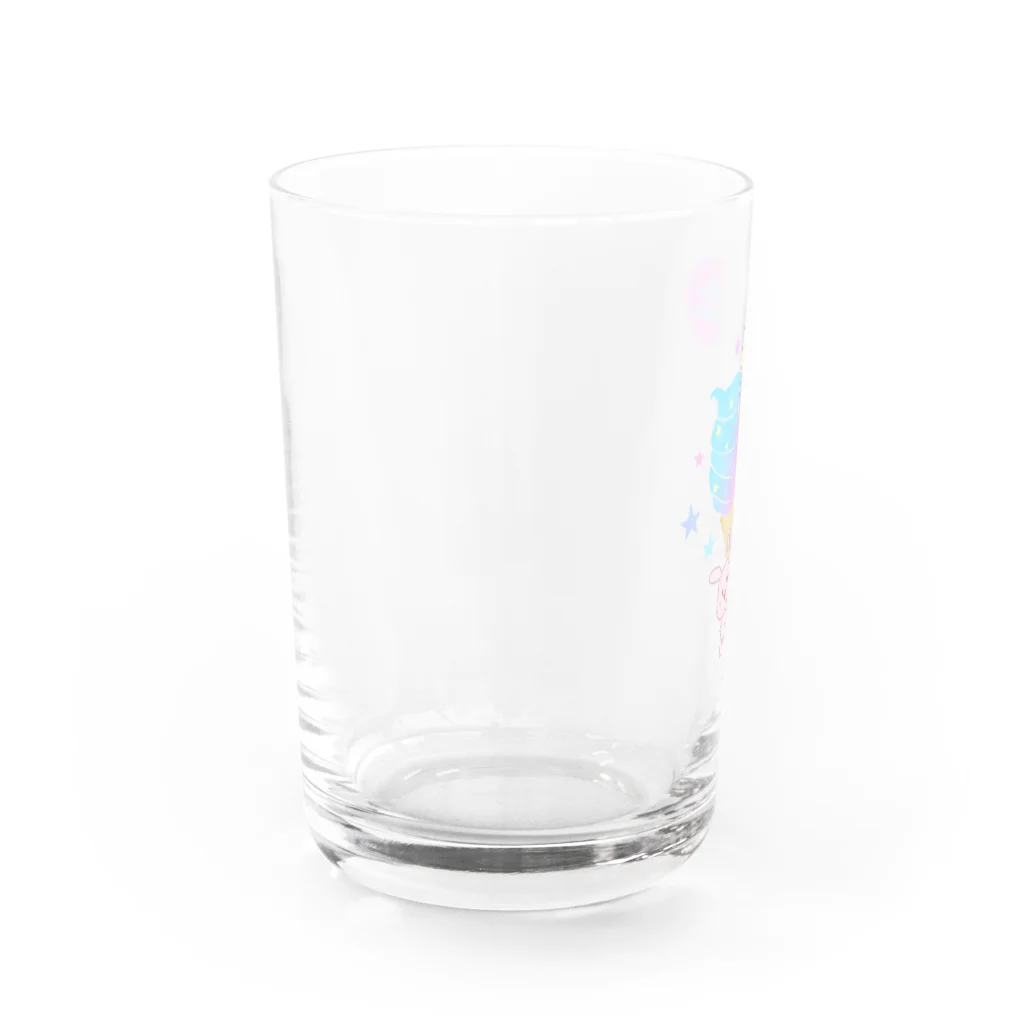 ぴよねこ(nikoneko)のカラフルソフトクリームとふわふわアニマル Water Glass :left