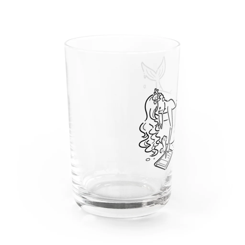 サトウノリコ*の浴室でタブレットを使う人魚【くろ】 Water Glass :left