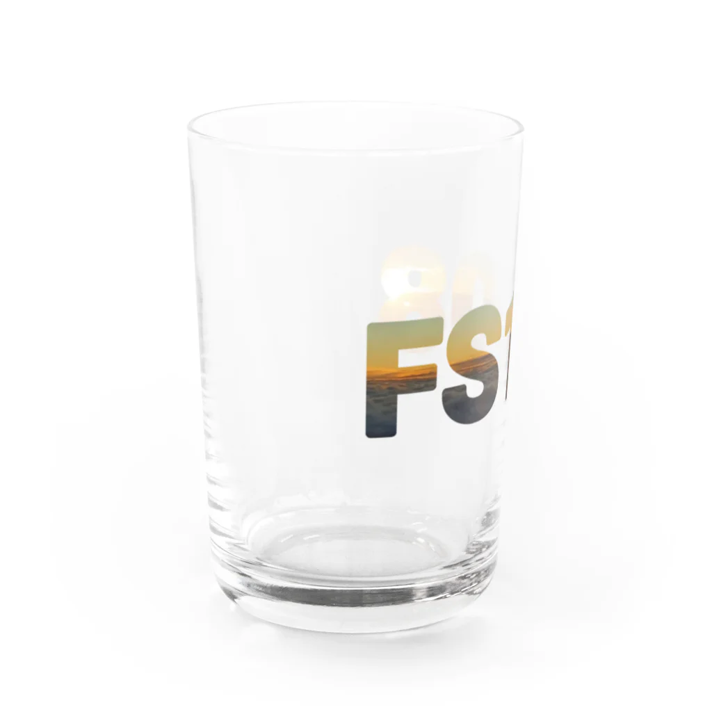 FS108(ファンタジスタ入れ歯)イラスト　絵描きのFS108 夕焼けロゴ Water Glass :left