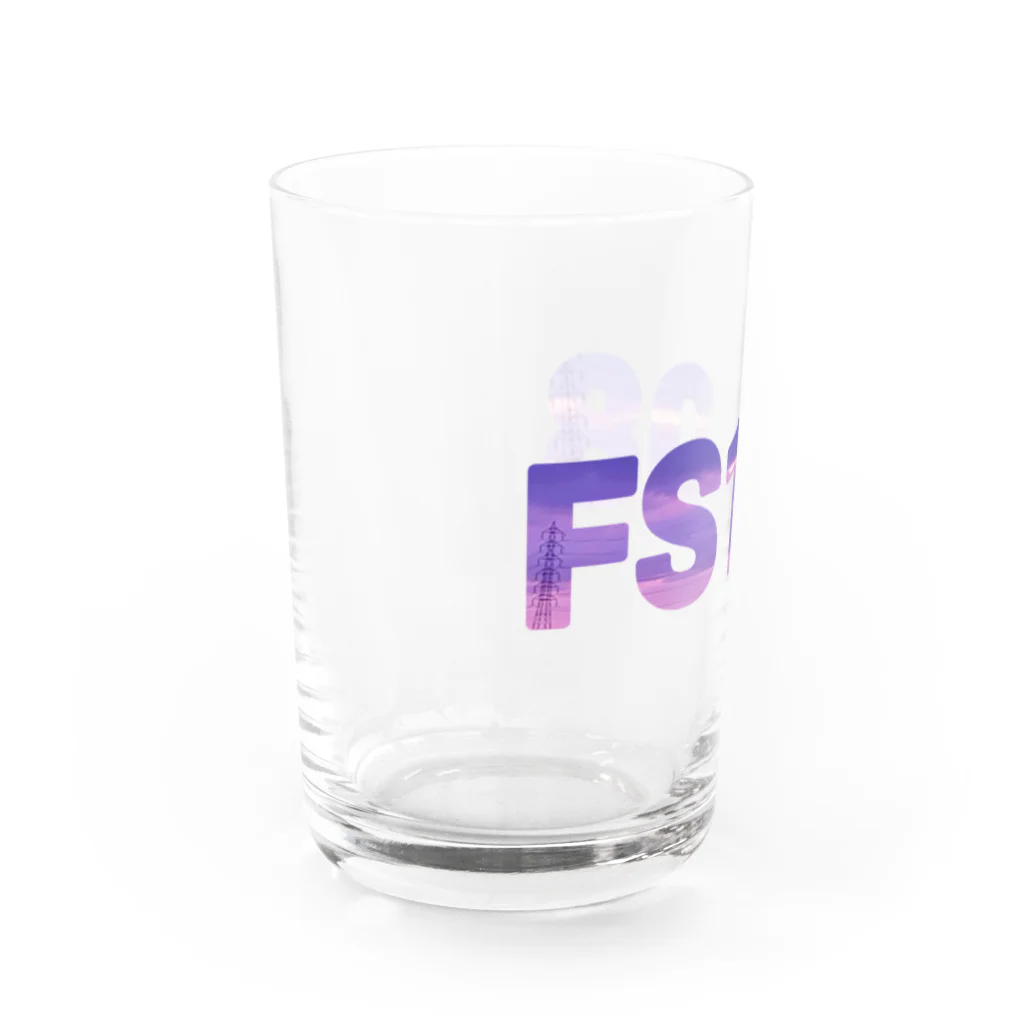 FS108(ファンタジスタ入れ歯)イラスト　絵描きのFS108 夕焼けロゴ２ Water Glass :left